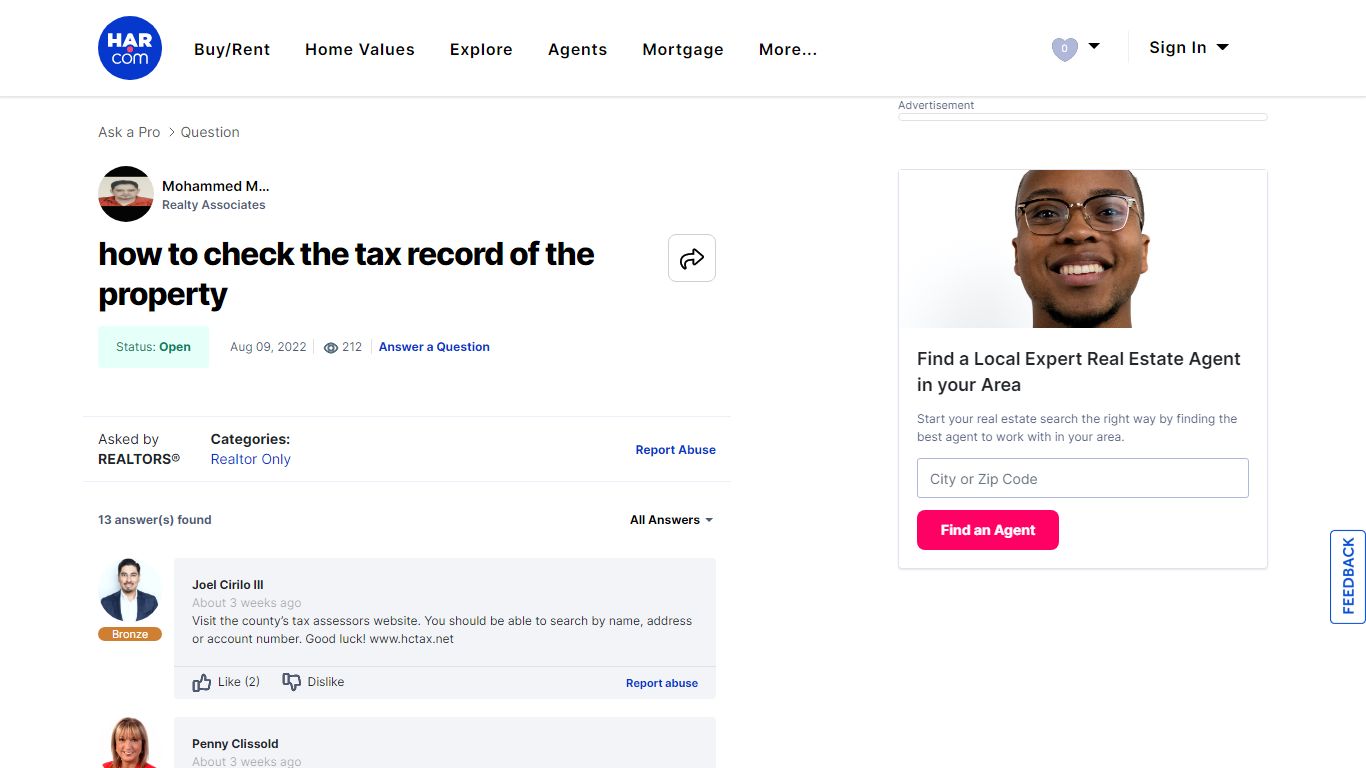 how to check the tax record of the property - HAR.com